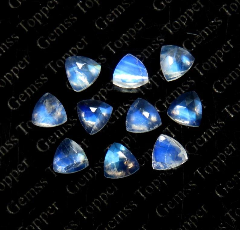 Rainbow Moonstone 10x10 mm Trillion Rose Cut